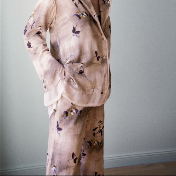 ZARA BNWT Limited Edition Floral Printed Shirt & Pants 2pc Coord Set Size M - Picture 6 of 11